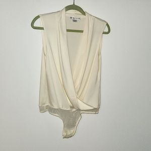 Plunge Y2K Cream thong bodysuit